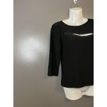 Zicony Shirt Womens Medium 3/4 Sleeve Stud Cutout Pullover Basic Casual Top Black Photo 1