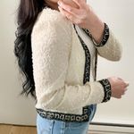 Vintage Ivory Black Sequined Beaded Embroidered Silk Dress Blazer Jacker Small Photo 4