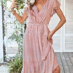 Floral boho flowy wrap around dress Pink Size L Photo 2