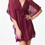Bleu Rod Beattie Bleu by Rod Beattie Pom Pom Cover Up Kaftan Purple Photo 0