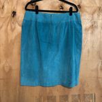 Newport News  Turquoise Blue Suede Leather Pencil Skirt Sz 18 Western Rodeo Photo 2