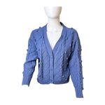 Forever 21 Womens size medium sweater Cornflower blue Cable Panel knit button up cardigan‌‌ Photo 2