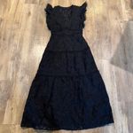 Lost + Wander  Madonna Blossom Flutter Sleeve Organza Midi Dress XS Black Photo 3