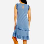 Violet Weekend Asymmetrical Ruffle Pearl Crystal Sleeveless Shift Dress ViVi L Blue Size L Photo 9