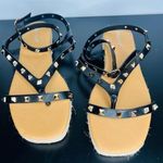 Bamboo  Gold Spiked Ankle Sandal Photo 0
