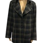 Nine West  Black and Tan Plaid Peacoat Jacket Coat with Belt Loops Womens 14 Photo 0