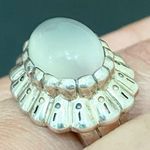 Sterling Silver Vintage 925 Signed  Chalcedony Natural Stone Ring Size 6.5 Photo 2