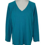 Wildfox  Blue Vneck Top Medium Long Sleeve Lightweight Lounge Photo 0