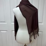 Beautiful Dark Brown Chiffon Pashmina or Shawl 57" x 22" Photo 1