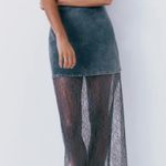 ZARA NWT blogger’s favorite LACE TRIM DENIM spaghetti straps. Midi DRESS XS Photo 6