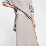 Free People  Normani Satin Silver Metallic Effect Midi Skirt Flowy Lightweight 2 Photo 0