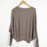 Nap Loungewear Wool Sweater One Size Knit Ribbed Dolman Sleeve Batwing Cozy Brown Photo 10