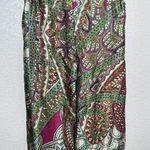 HalfHeart Satin Pants Women Sz M Paisley Kimono M Pull On Lounge White Size M Photo 0
