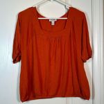 Boston Proper  Orange Square Neck Oversized Shirt Blouse Size Large EUC #1285-AZ Photo 1