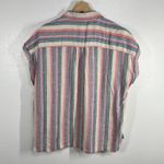 Orvis Linen Blend Button Up Shirt Striped Cap Sleeve Casual Top Large Boxy Fit Photo 2