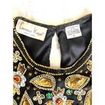 Laurence Kazar VTG Silk Beaded Shoulder Pad Short Sleeve Blouse Old Money Sz L Photo 3