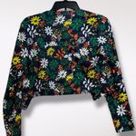 Emery Rose XS Open Cardigan Black Floral Colorful Top Formal Party Cropped Black Photo 3