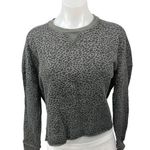 ATM Gray Leopard Animal Print Crew Neck Crop Pullover Sweatshirt Sweater Top S Photo 0