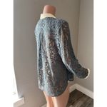 Maeve Anthropologie  Gray off white Sheer Lace Collared Button Size 12 Top NWT Photo 6