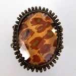 Vintage Leopard Oval Bronze stretchy ring Acrylic Ring Yellow Photo 0