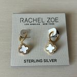 Rachel Zoe NWT sterling silver 14k gold plated white clover VCF drop earrings Photo 2