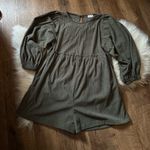 Pink Lily  Corduroy Ribbed Olive Green Romper Photo 2