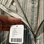 Free People (NWT) Turquoise and Cream Striped Linen/Cotton Blend Skort, Size 10 Photo 7