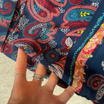 Loft ‎ Women's Navy Paisley Print Belted Shorts Size 2 Photo 2