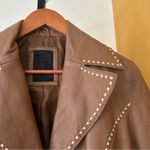 Vintage G Collection Genuine Leather Moto Jacket Contrast Stitch Belt Camel Tan Photo 1