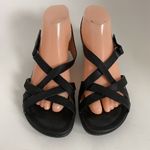 Ecco  Women's Sz 41 Strappy Black & Silver Sandals 1" Heel Crisscross Photo 6