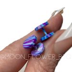 Colorful Faux Plug Earrings – Blue Pink Purple Swirl Illusion Studs 16g 10mm Photo 6