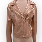 Rose gold metallic Moto jacket ladies medium leather Tart Collections biker coat Pink Photo 1