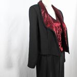 Vintage 1990s Red Black Faux Vest Jumpsuit with Blazer Leopard Animal Print Size 14 Photo 7