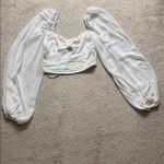 For Love & Lemons  Trisha Crop Top White Sheer Blouson Long Sleeve Blouse - S Photo 4