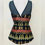 HD in Paris Anthropologie Jacquard Peplum Top sz 6 Photo 4