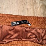 ZARA Brown High Waisted Wide Leg Ribbed Flowy Pants - Size Large Photo 3