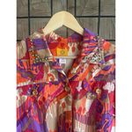 Ruby Rd Womens Jacket Size 14 Petite Multicolor Long Sleeve Button Up Boho Red Photo 3