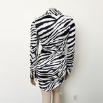 Tiger Mist [] Ryanna Zebra Print Collared Ruched Long Sleeve Mini Dress Sz Small Photo 3