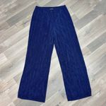 Slinky Brand Plisse Crinkle Pleat Wide Leg Palazzo Pants Blue Medium Photo 2