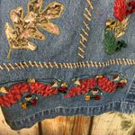 Dress Barn Vintage  Embroidered Appliqué Button zip Denim Shirt XL Photo 1