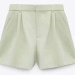 ZARA Mint Green Pleated Shorts Linen Size XXL Photo 0