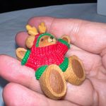 Hallmark  Vintage Christmas Teddy In Sweater‎ and Antlers  Brooch Photo 6