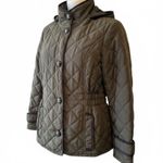 Esprit  Khaki Green Quilted Utility Jacket MP Medium Petite Diamond Hood Gorpcore Photo 0