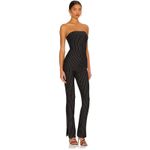 superdown  Kristina Jumpsuit One Piece Womens Small Black Pinstripe Photo 1