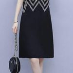 UNBRANDED Black Rhinestones Sequin T Shirt Dress Size L Photo 1