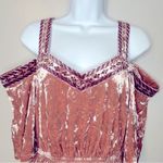 Lucky Brand  Crushed Velvet Blush Pink Embroidered Cold Shoulder Dress Size S Photo 5