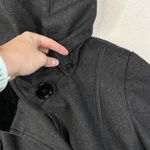 Donnybrook Coat Womens Large Wool Blend Hooded Velvet Trim Button Front Long Gray Photo 6