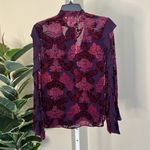 Monique Lhuillier Rtr Monique Lhullier Crushed Velvet Ruffled Blouse Size Small Photo 5