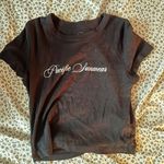 Pacific Sunwear Black Graphic Crop Tee Short Sleeve Size XS Photo 0