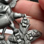 AJC Cherub Angel Watering Flower Plant In Garden Pewter Tone Brooch Pin Signed Silver Photo 2